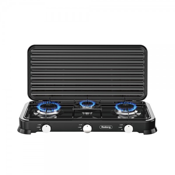 Triple Burner gas stove with cover...