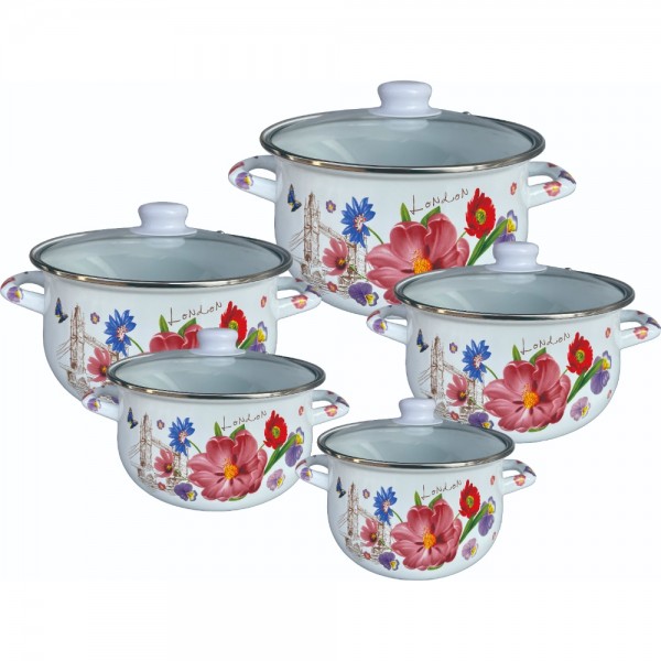 Set of 5 pcs enameled  sauce pots...