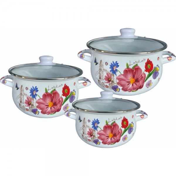 Set of 3 pcs enameled  sauce pots...