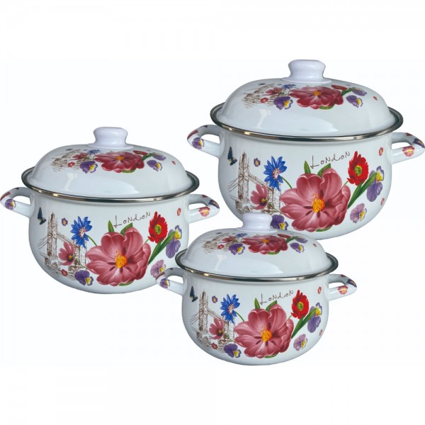 Set of 3 pcs enameled  sauce pots...